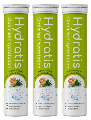 Hydratis Lot 3 Tubes de 20 Pastilles Effervescentes - Arôme : Citron Gingembre