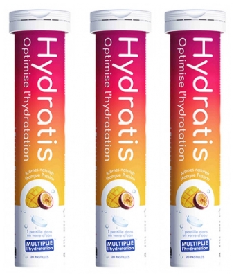Hydratis Lot 3 Tubes de 20 Pastilles Effervescentes - Arôme : Mangue Passion