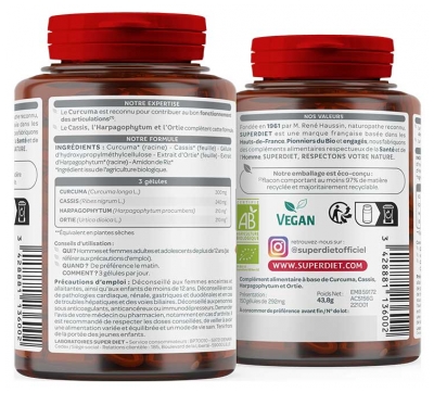 Superdiet Quatuor Curcuma Articulations Bio 150 Gélules