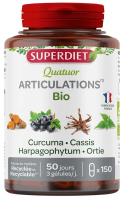 Superdiet Quatuor Curcuma Articulations Bio 150 Gélules