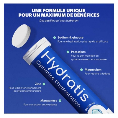 Hydratis Lot 2 Tubes de 20 Pastilles Effervescentes - Goût : Pêche / Cerise