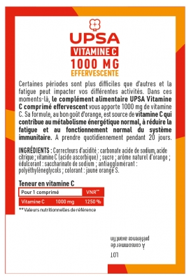 UPSA Vitalité Vitamine C 1000 mg Comprimés Effervescents Goût Orange