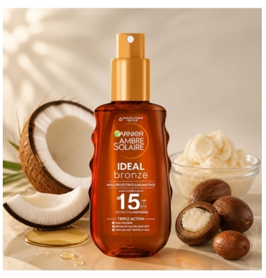 Garnier Ambre Solaire Ideal Bronze Huile Sublimatrice Protectrice SPF15 150 ml