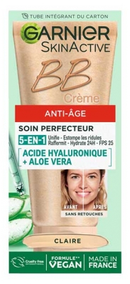 Garnier SkinActive BB Crème Anti-Âge Acide Hyaluronique + Aloe Vera 5en1 SPF25 50 ml - Teinte : Claire