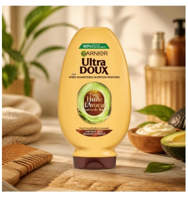 Garnier Ultra Doux Pure Huile d'Avocat & Beurre de Karité Après-Shampooing Nourrissant 360 ml - Homme & Femme