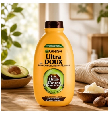 Garnier Ultra Doux Pure Huile d'Avocat & Beurre de Karité Shampooing Nourrissant 400 ml