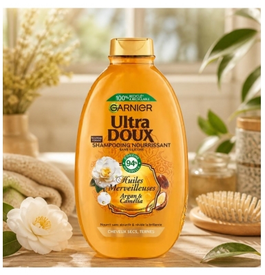 Garnier Ultra Doux Huiles Merveilleuses Shampoing Nourrissant à l'Huile d'Argan & Camélia 400 ml