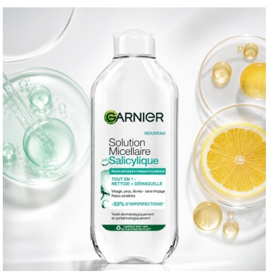 Garnier Solution Micellaire Salicylique Peaux Grasses à Tendance Acnéique 400 ml