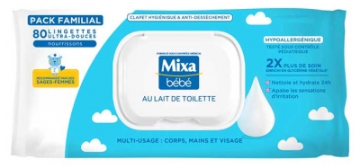 Mixa Bébé Lingettes au Lait de Toilette 80 Unités