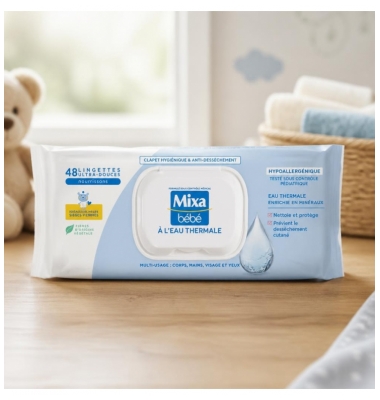 Mixa Bébé Lingettes à l'Eau Thermale 48 Unités