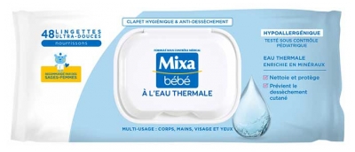 Mixa Bébé Lingettes à l'Eau Thermale 48 Unités