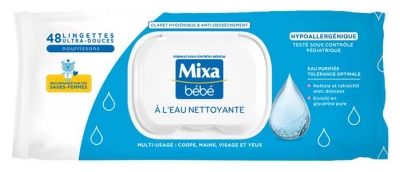 Mixa Bébé Lingettes à l'Eau Nettoyante 48 Unités