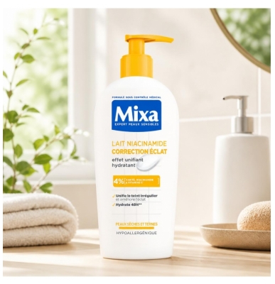 Mixa Lait Niacinamide Correction Éclat Peaux Sèches et Ternes 250 ml