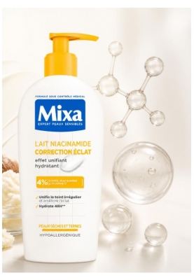 Mixa Lait Niacinamide Correction Éclat Peaux Sèches et Ternes 250 ml