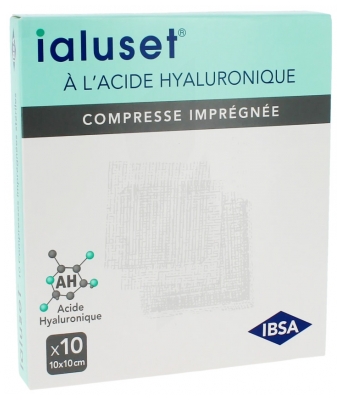 IBSA IALUSET 10 Compresses Imprégnées Stériles à l'Acide Hyaluronique