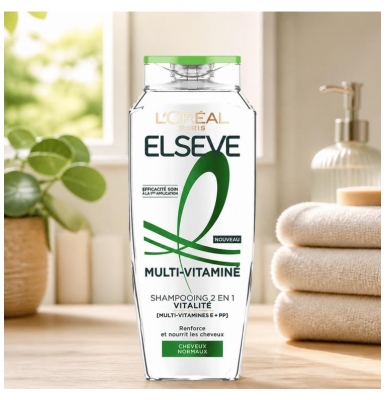 L'Oréal Paris Elseve Multi-Vitaminé Shampoing 2en1 Vitalité Cheveux Normaux 300 ml