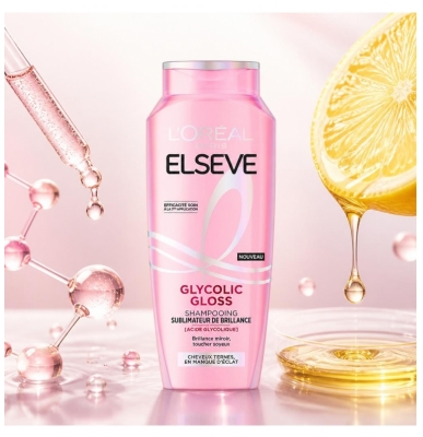 L'Oréal Paris Elseve Glycolic Gloss Shampoing Sublimateur de Brillance Cheveux Ternes 250 ml
