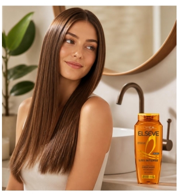 L'Oréal Paris Elseve Liss Intense Shampoing Disciplinant Cheveux Secs Difficile à Lisser 300 ml