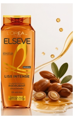 L'Oréal Paris Elseve Liss Intense Shampoing Disciplinant Cheveux Secs Difficile à Lisser 300 ml