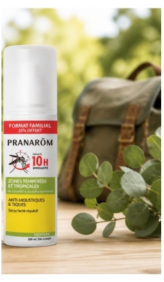 Pranarôm Aromapic Spray Lacté Anti-Moustiques & Tiques Zones Tropicales et Tempérées 200 ml