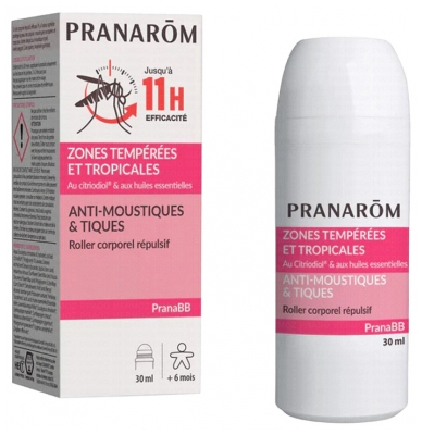 Pranarôm PranaBB Roller Anti-Moustiques & Tiques Zones Tempérées et Tropicales 30 ml
