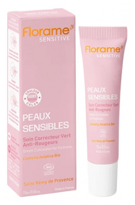 Florame Sensitive Soin Correcteur Vert Anti-Rougeurs Peaux Sensibles Centella Asiatica Bio 15 ml