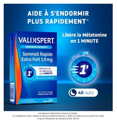 Valdispert Sommeil Rapide 1,9 mg Lot de 2 x 40 Comprimés