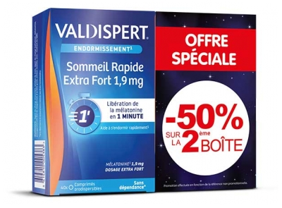 Valdispert Sommeil Rapide 1,9 mg Lot de 2 x 40 Comprimés