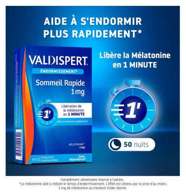 Valdispert Sommeil Rapide 1 mg - Complément Alimentaire 50 Comprimés