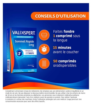 Valdispert Sommeil Rapide 1 mg - Complément Alimentaire 50 Comprimés