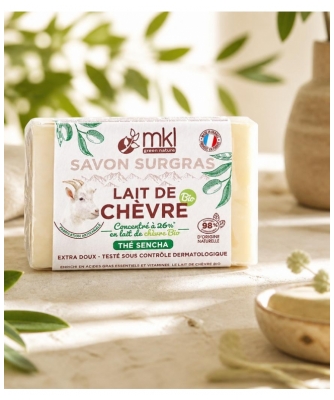 MKL Green Nature Thé Sencha Lait de Chèvre Savon Surgras Purifiant Visage et Corps 100 g