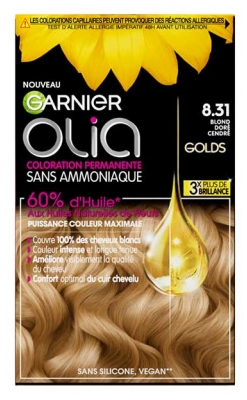 Garnier Olia Coloration Permanente Sans Ammoniaque Sans Silicone 120 g - Coloration : 8.31 Blond Doré Cendré