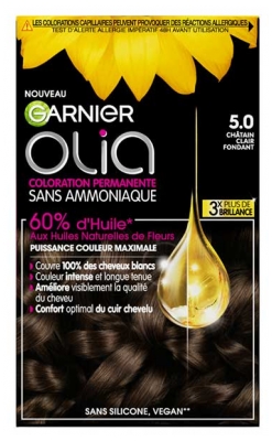 Garnier Olia Coloration Permanente Sans Ammoniaque Sans Silicone 120 g - Coloration : 5.0 Châtain Clair Fondant