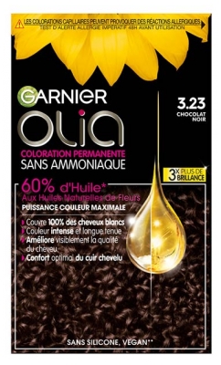 Garnier Olia Coloration Permanente Sans Ammoniaque Sans Silicone 120 g - Coloration : 3.23 Chocolat Noir