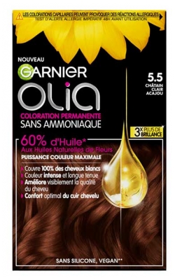 Garnier Olia Coloration Permanente Sans Ammoniaque Sans Silicone 120 g - Coloration : 5.5 Châtain Clair Acajou