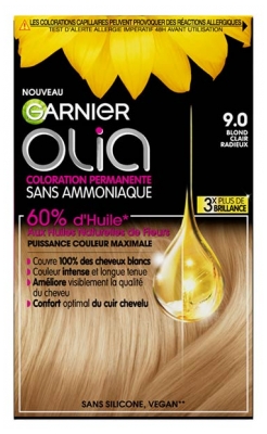 Garnier Olia Coloration Permanente Sans Ammoniaque Sans Silicone 120 g - Coloration : 9.0 Blond Clair Radieux