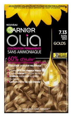 Garnier Olia Coloration Permanente Sans Ammoniaque Sans Silicone 120 g - Coloration : 7.13 Blond Foncé Beige