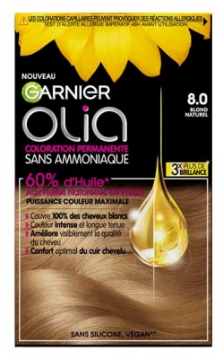 Garnier Olia Coloration Permanente Sans Ammoniaque Sans Silicone 120 g - Coloration : 8.0 Blond Naturel