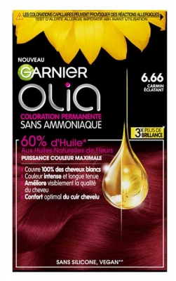 Garnier Olia Coloration Permanente Sans Ammoniaque Sans Silicone 120 g - Coloration : 6.66 Carmin Éclatant
