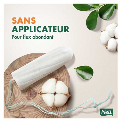 Nett Coton Bio Super Sans Applicateur Flux Abondants 16 Tampons