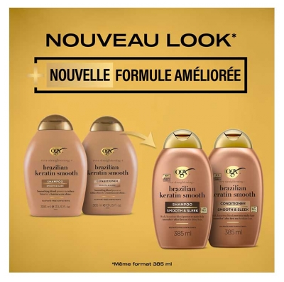 Ogx Shampoing Kératine du Brésil Cheveux Bouclés 385 ml