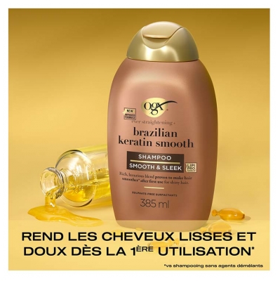 Ogx Shampoing Kératine du Brésil Cheveux Bouclés 385 ml