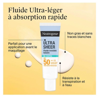 Neutrogena Oil Control Fluide Invisible Solaire Absorption Rapide SPF50+ 50 ml