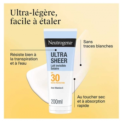 Neutrogena Lait Invisible Solaire Absorption Rapide SPF30 200 ml