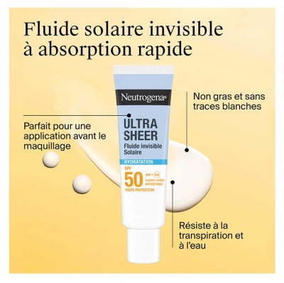 Neutrogena Ultra Sheer Hydratation Fluide Invisible Solaire Absorption Rapide SPF50 50 ml