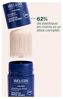 Weleda For Men Déodorant Stick Rechargeable Eucalyptus Menthe Poivrée 24H 50 g
