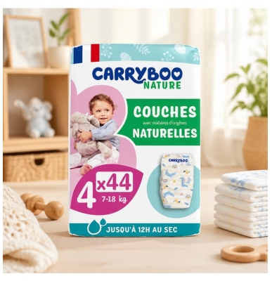 Carryboo Couches Naturelles à Motif Taille 4 (7-18Kg) 44 Couches