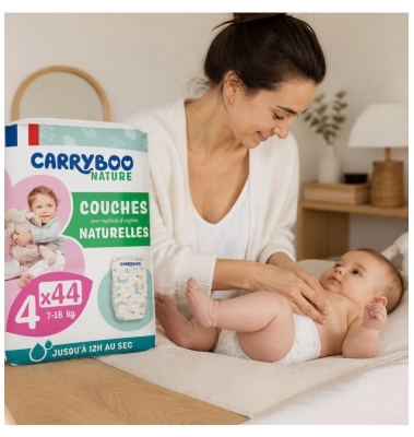 Carryboo Couches Naturelles à Motif Taille 4 (7-18Kg) 44 Couches