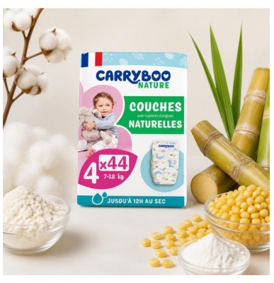 Carryboo Couches Naturelles à Motif Taille 4 (7-18Kg) 44 Couches