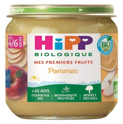 HiPP Mes Premiers Fruits Pommes dès 4/6 Mois Bio 125 g (à consommer de préférence avant le 31/12/2026)